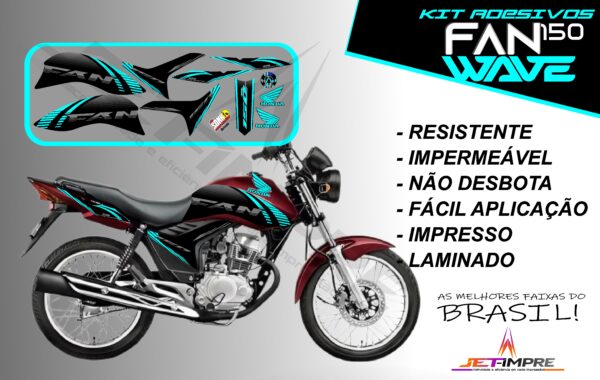 kit adesivos fan 150 2012 a 2013-wave (moto vermelho) - Imagem 6