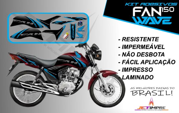 kit adesivos fan 150 2012 a 2013-wave (moto vermelho) - Imagem 7