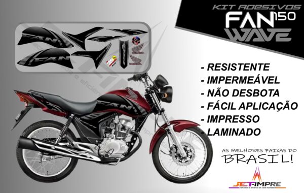 kit adesivos fan 150 2012 a 2013-wave (moto vermelho) - Imagem 8