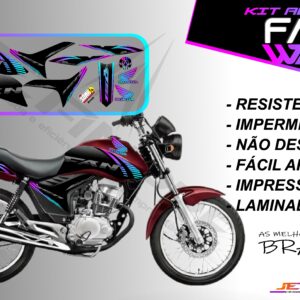kit adesivos fan 150 2012 a 2013-wave (moto vermelho)