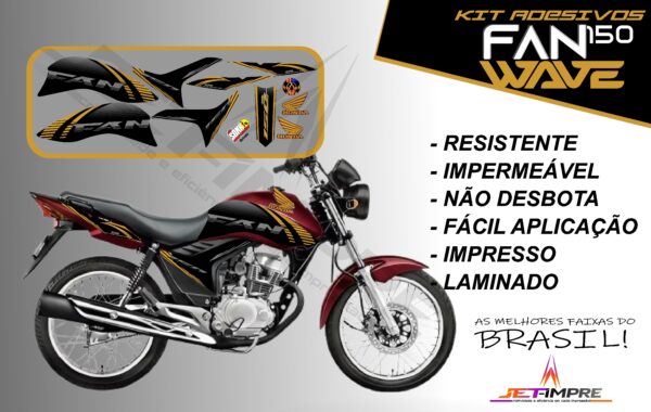 kit adesivos fan 150 2012 a 2013-wave (moto vermelho) - Imagem 13