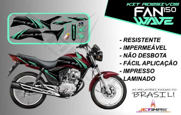 kit adesivos fan 150 2012 a 2013-wave (moto vermelho) - Imagem 16
