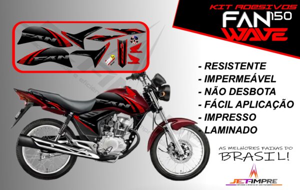 kit adesivos fan 150 2012 a 2013-wave (moto vermelho) - Imagem 19