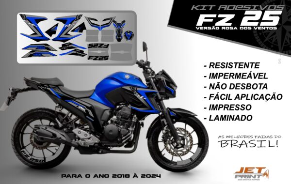Kit de adesivos fz 25 2020 à 2024 versão Rosa dos Ventos(moto azul) - Imagem 16