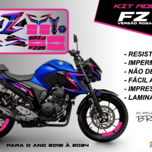 Kit de adesivos fz 25 2020 à 2024 versão Rosa dos Ventos(moto azul)