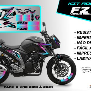 Kit de adesivos fz 25 2020 à 2024 versão Rosa dos Ventos(moto preta)