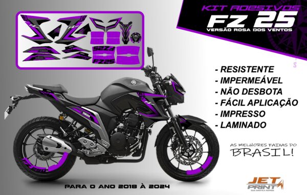 Kit de adesivos fz 25 2020 à 2024 versão Rosa dos Ventos(moto preta) - Imagem 14