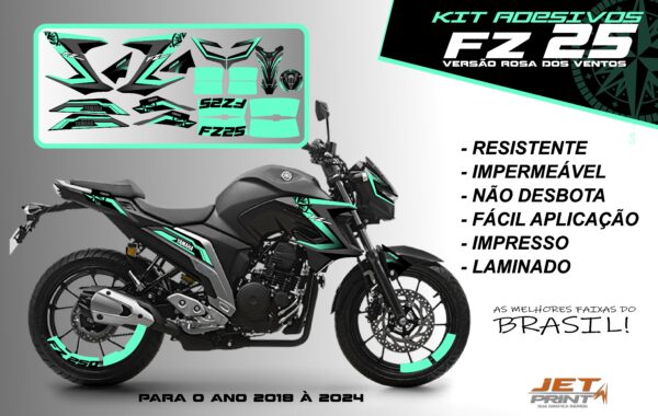Kit de adesivos fz 25 2020 à 2024 versão Rosa dos Ventos(moto preta) - Imagem 15