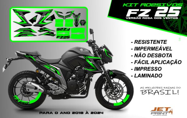Kit de adesivos fz 25 2020 à 2024 versão Rosa dos Ventos(moto preta) - Imagem 17