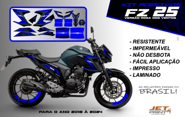 Kit de adesivos fz 25 2020 à 2024 versão Rosa dos Ventos(moto verde) - Imagem 4