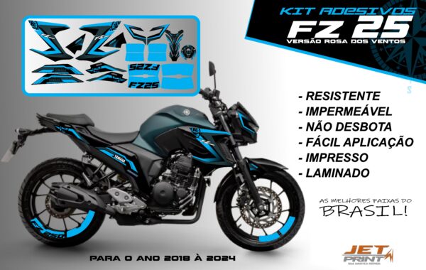 Kit de adesivos fz 25 2020 à 2024 versão Rosa dos Ventos(moto verde) - Imagem 6