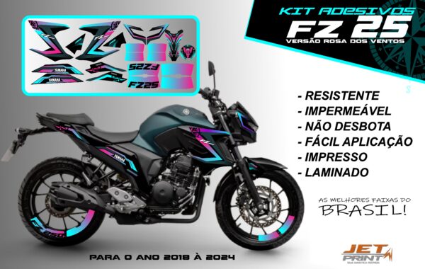 Kit de adesivos fz 25 2020 à 2024 versão Rosa dos Ventos(moto verde) - Imagem 8