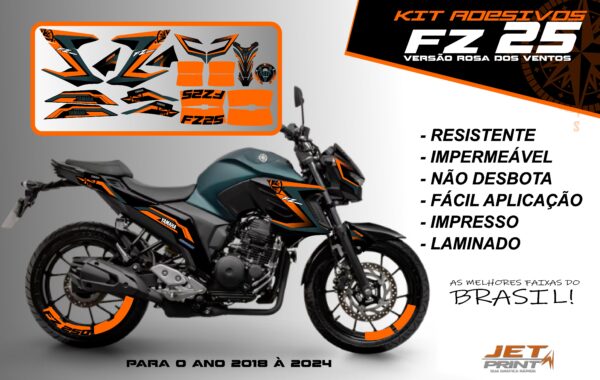 Kit de adesivos fz 25 2020 à 2024 versão Rosa dos Ventos(moto verde) - Imagem 10