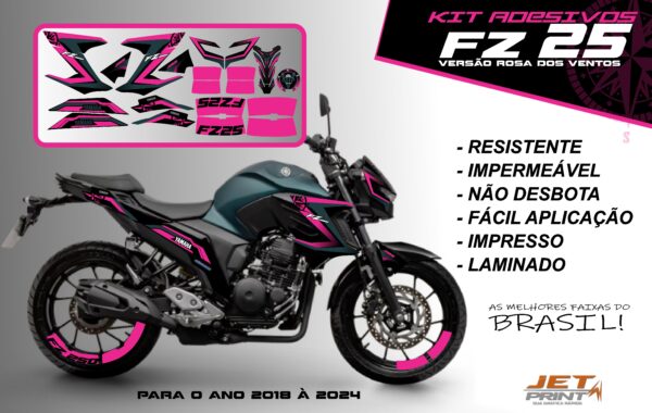 Kit de adesivos fz 25 2020 à 2024 versão Rosa dos Ventos(moto verde) - Imagem 11