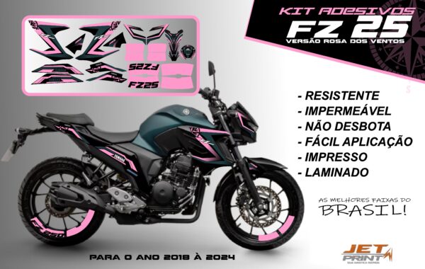 Kit de adesivos fz 25 2020 à 2024 versão Rosa dos Ventos(moto verde) - Imagem 13