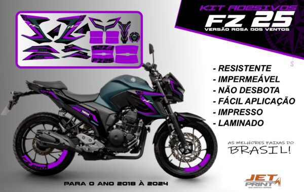 Kit de adesivos fz 25 2020 à 2024 versão Rosa dos Ventos(moto verde) - Imagem 14