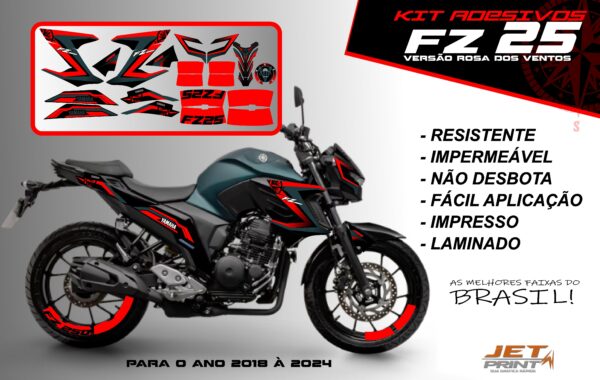 Kit de adesivos fz 25 2020 à 2024 versão Rosa dos Ventos(moto verde) - Imagem 18