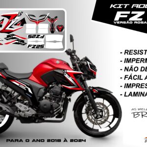 Kit de adesivos fz 25 2020 à 2024 versão Rosa dos Ventos(moto vermelha)