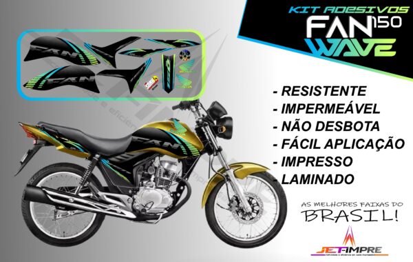 kit adesivos fan 150 2012 a 2013-wave (moto amarelo) - Imagem 3