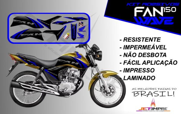 kit adesivos fan 150 2012 a 2013-wave (moto amarelo) - Imagem 4