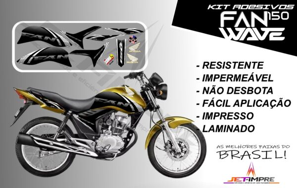 kit adesivos fan 150 2012 a 2013-wave (moto amarelo) - Imagem 5