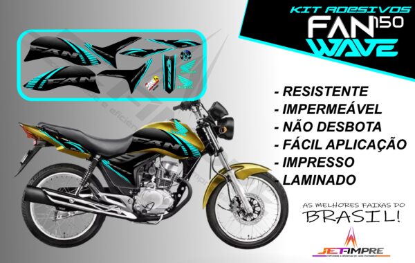 kit adesivos fan 150 2012 a 2013-wave (moto amarelo) - Imagem 6