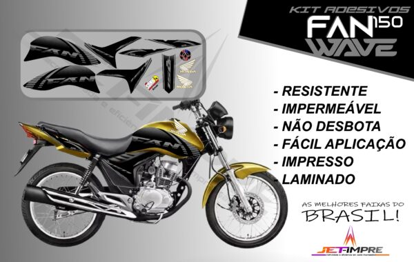 kit adesivos fan 150 2012 a 2013-wave (moto amarelo) - Imagem 8