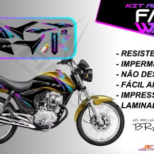 kit adesivos fan 150 2012 a 2013-wave (moto amarelo)