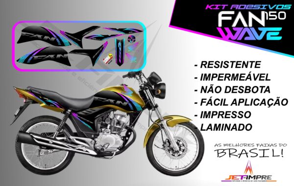 kit adesivos fan 150 2012 a 2013-wave (moto amarelo)