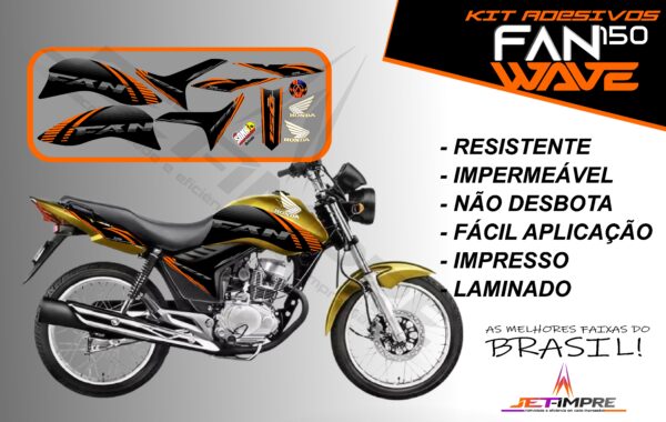 kit adesivos fan 150 2012 a 2013-wave (moto amarelo) - Imagem 11