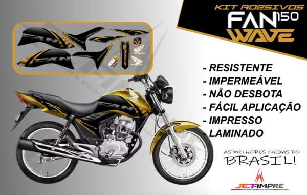 kit adesivos fan 150 2012 a 2013-wave (moto amarelo) - Imagem 13