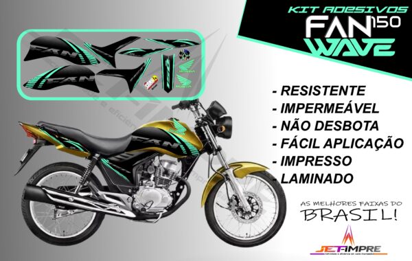 kit adesivos fan 150 2012 a 2013-wave (moto amarelo) - Imagem 16