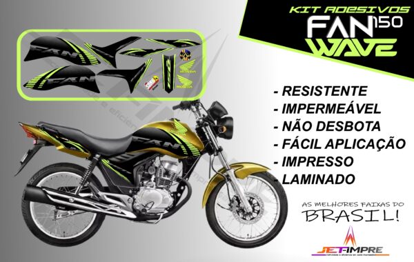 kit adesivos fan 150 2012 a 2013-wave (moto amarelo) - Imagem 17