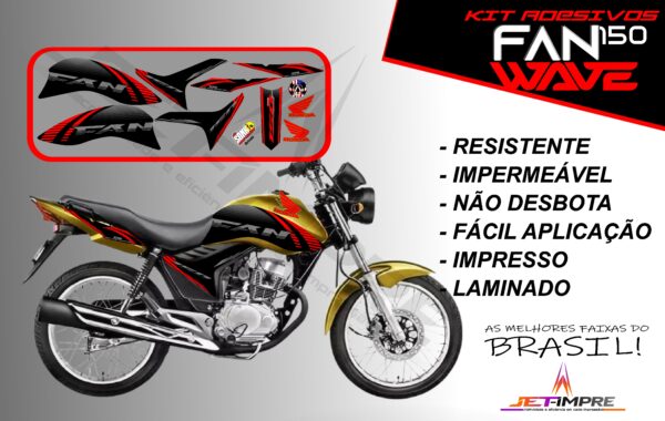 kit adesivos fan 150 2012 a 2013-wave (moto amarelo) - Imagem 19