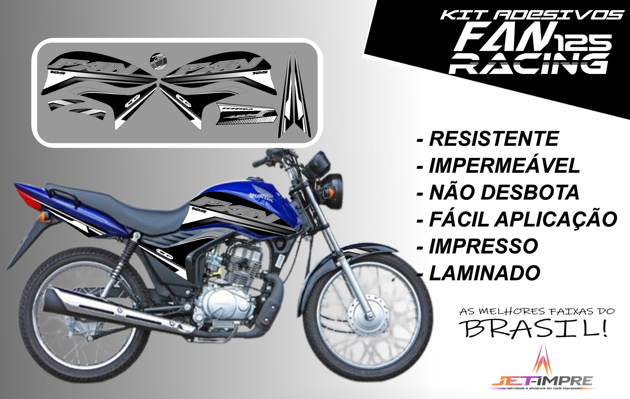 KIT ADESIVOS FAN 125 2011-VERSÃO RACING( MOTO AZUL) - Imagem 5