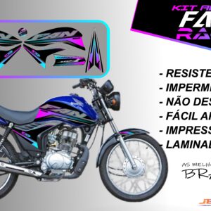 KIT ADESIVOS FAN 125 2011-VERSÃO RACING( MOTO AZUL)