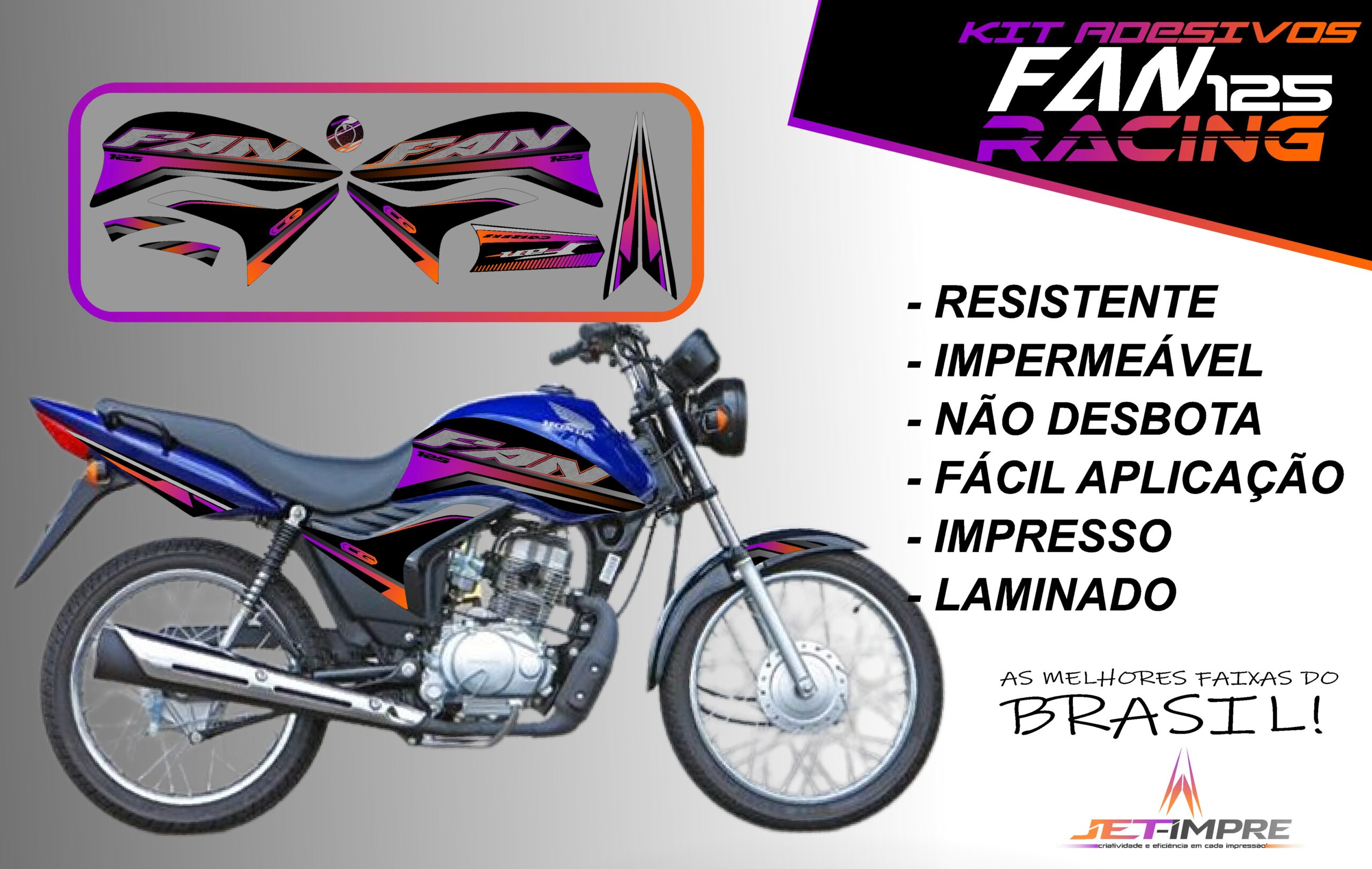KIT ADESIVOS FAN 125 2011-VERSÃO RACING( MOTO AZUL) - Imagem 10