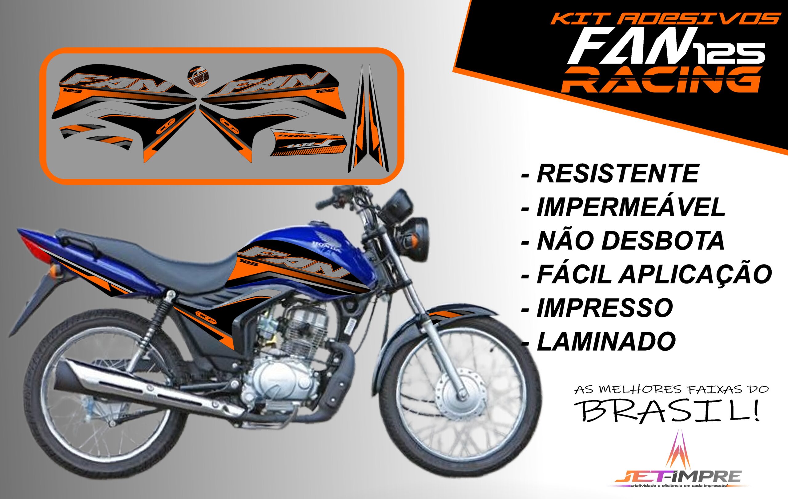 KIT ADESIVOS FAN 125 2011-VERSÃO RACING( MOTO AZUL) - Imagem 11