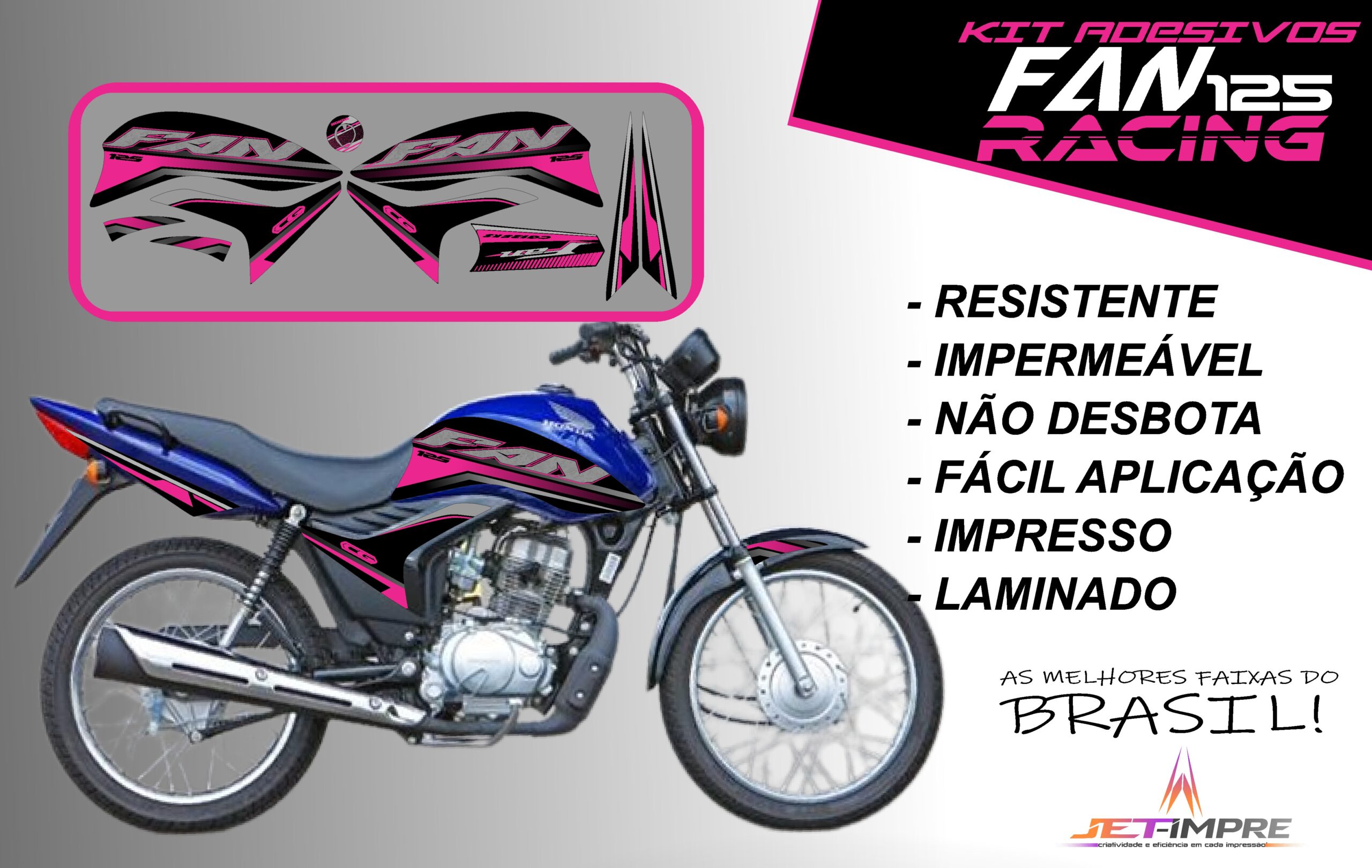 KIT ADESIVOS FAN 125 2011-VERSÃO RACING( MOTO AZUL) - Imagem 12
