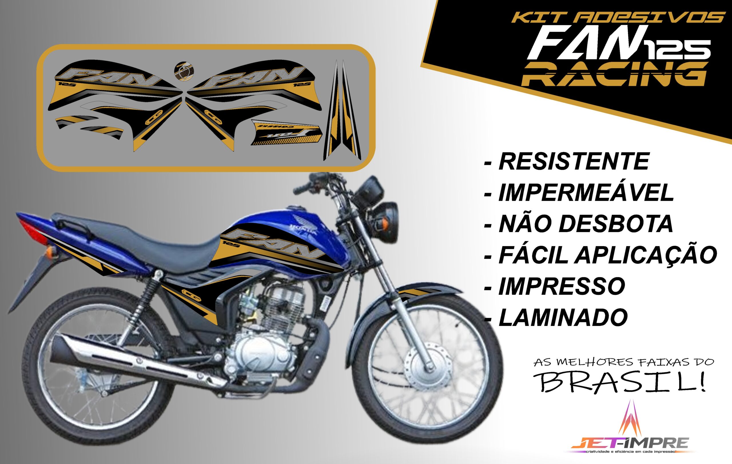 KIT ADESIVOS FAN 125 2011-VERSÃO RACING( MOTO AZUL) - Imagem 13