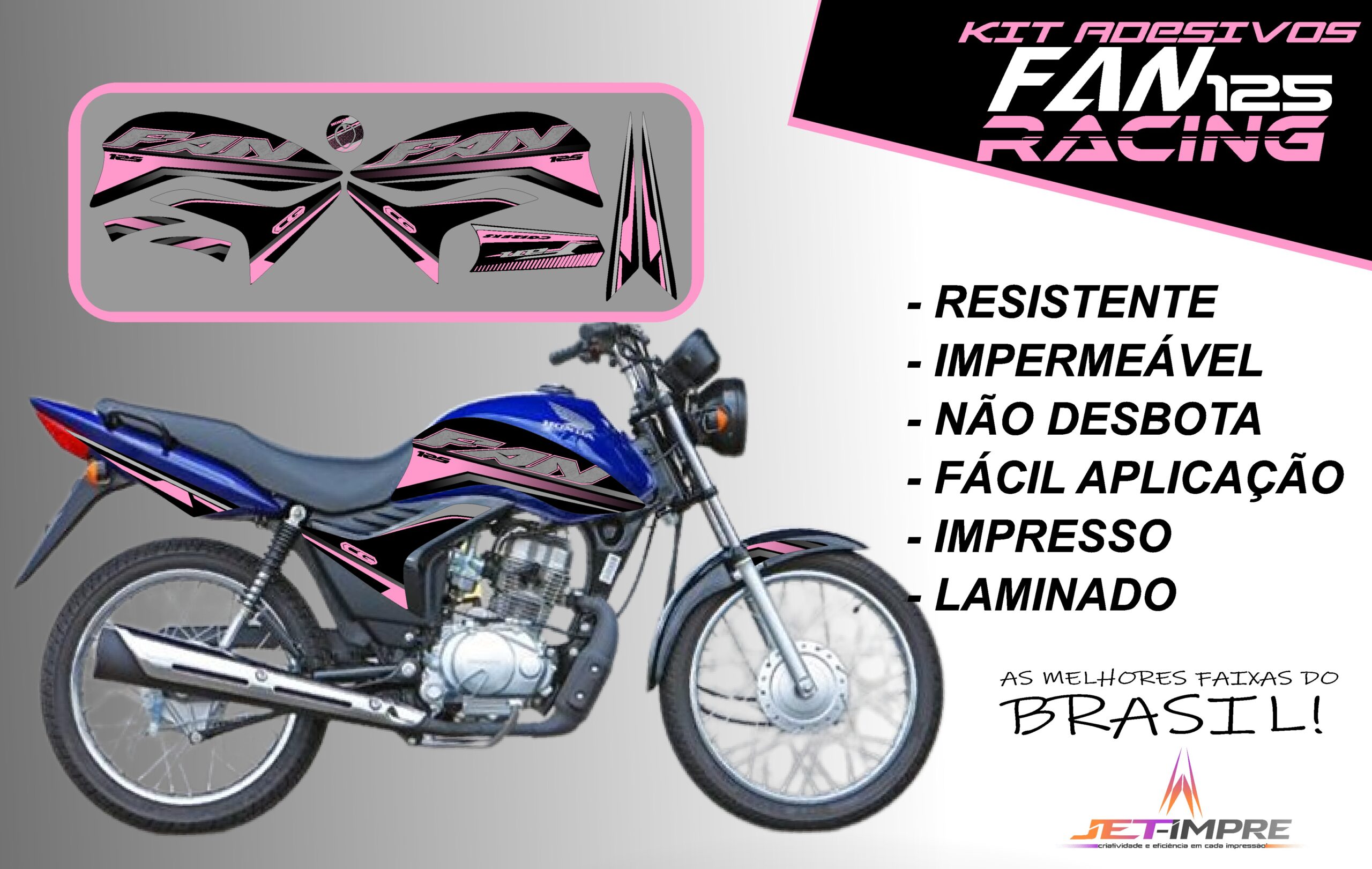 KIT ADESIVOS FAN 125 2011-VERSÃO RACING( MOTO AZUL) - Imagem 14