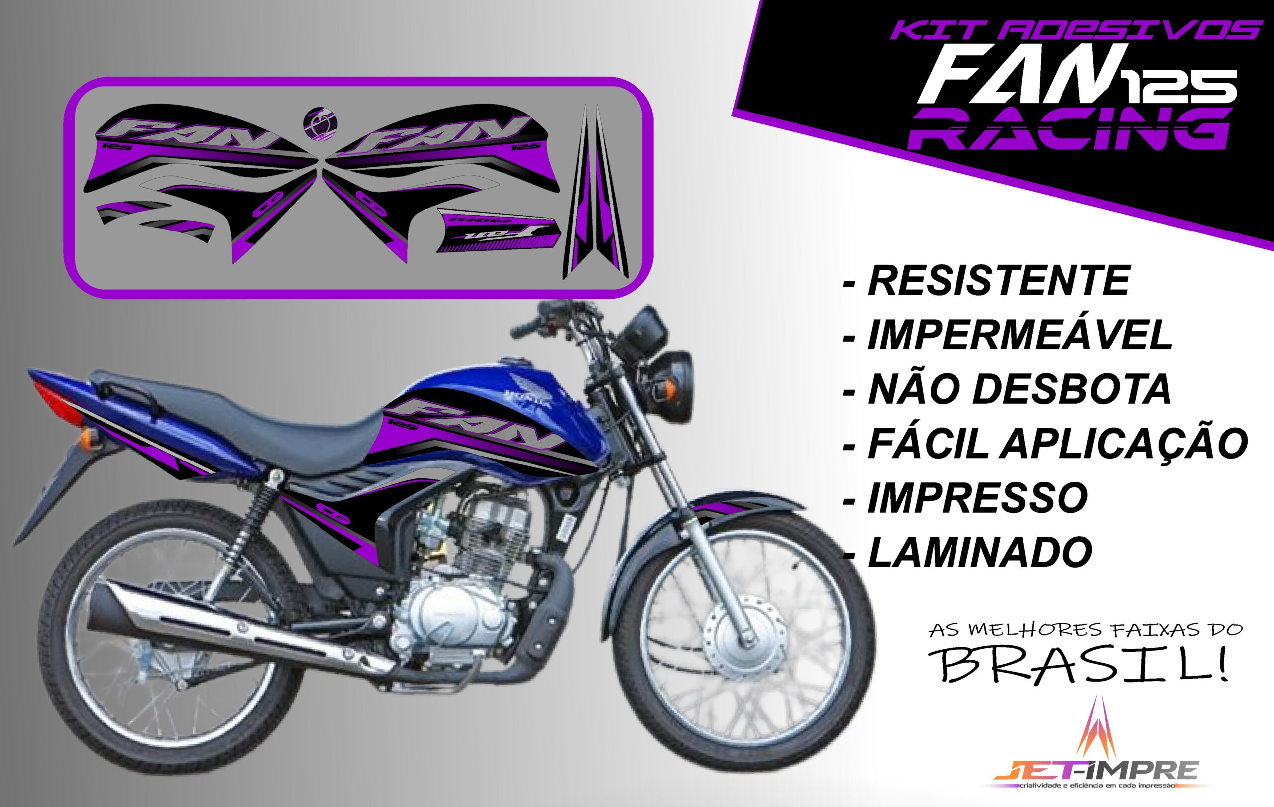 KIT ADESIVOS FAN 125 2011-VERSÃO RACING( MOTO AZUL) - Imagem 15