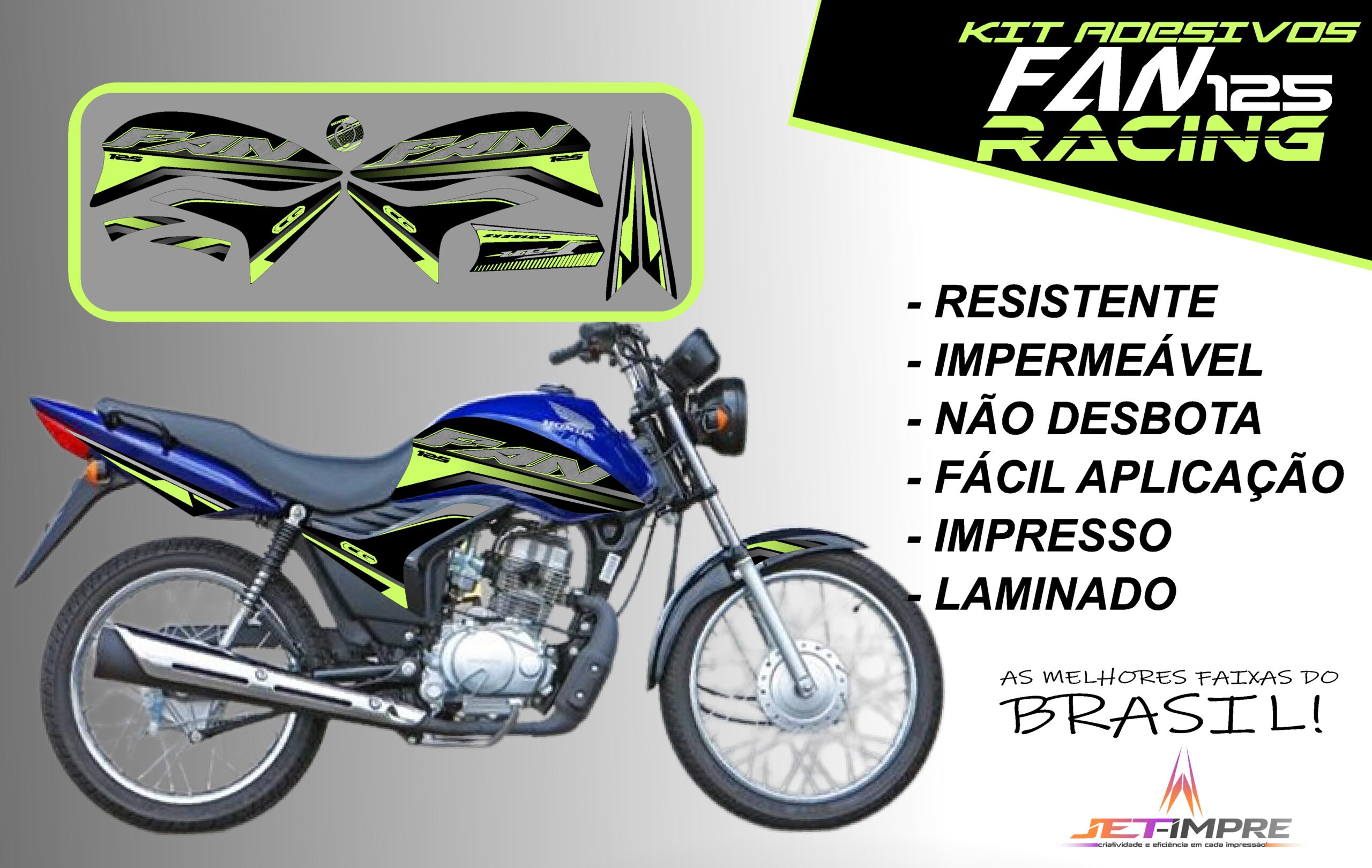 KIT ADESIVOS FAN 125 2011-VERSÃO RACING( MOTO AZUL) - Imagem 17