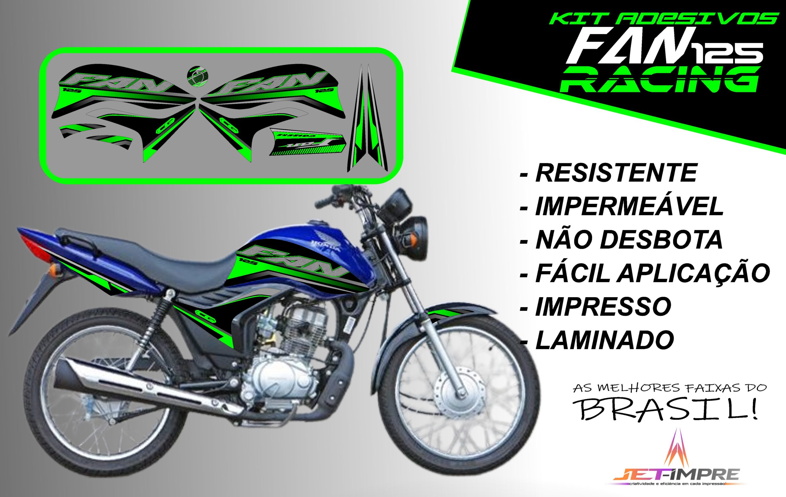 KIT ADESIVOS FAN 125 2011-VERSÃO RACING( MOTO AZUL) - Imagem 18