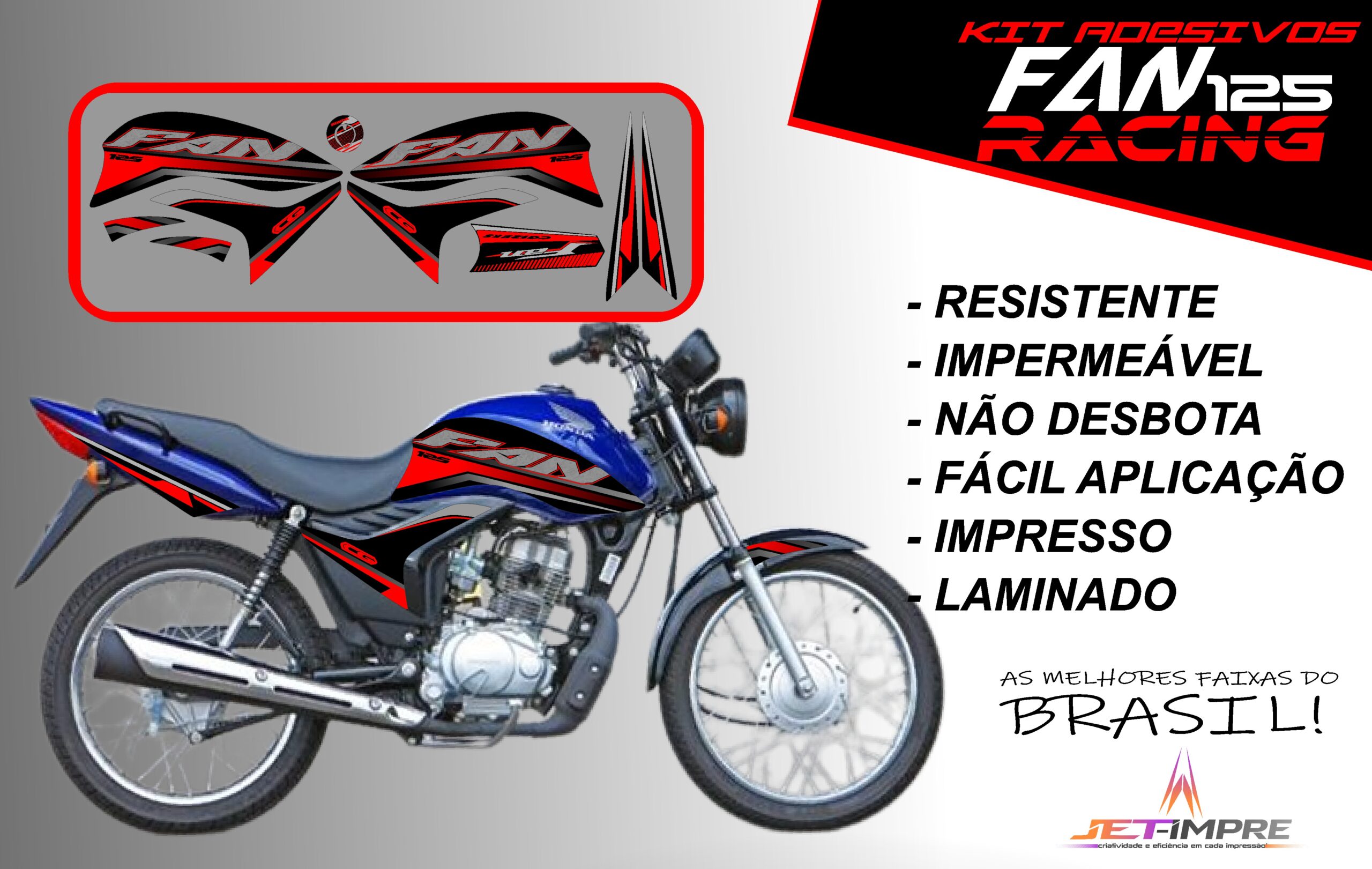 KIT ADESIVOS FAN 125 2011-VERSÃO RACING( MOTO AZUL) - Imagem 19