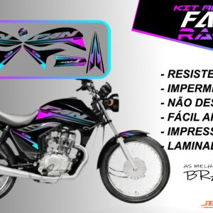 KIT ADESIVOS FAN 125 2011-VERSÃO RACING( MOTO PRETA)