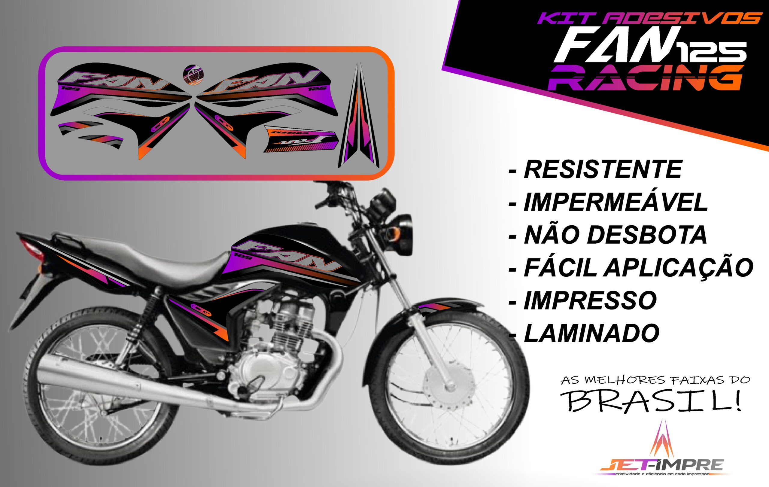KIT ADESIVOS FAN 125 2011-VERSÃO RACING( MOTO PRETA) - Imagem 10