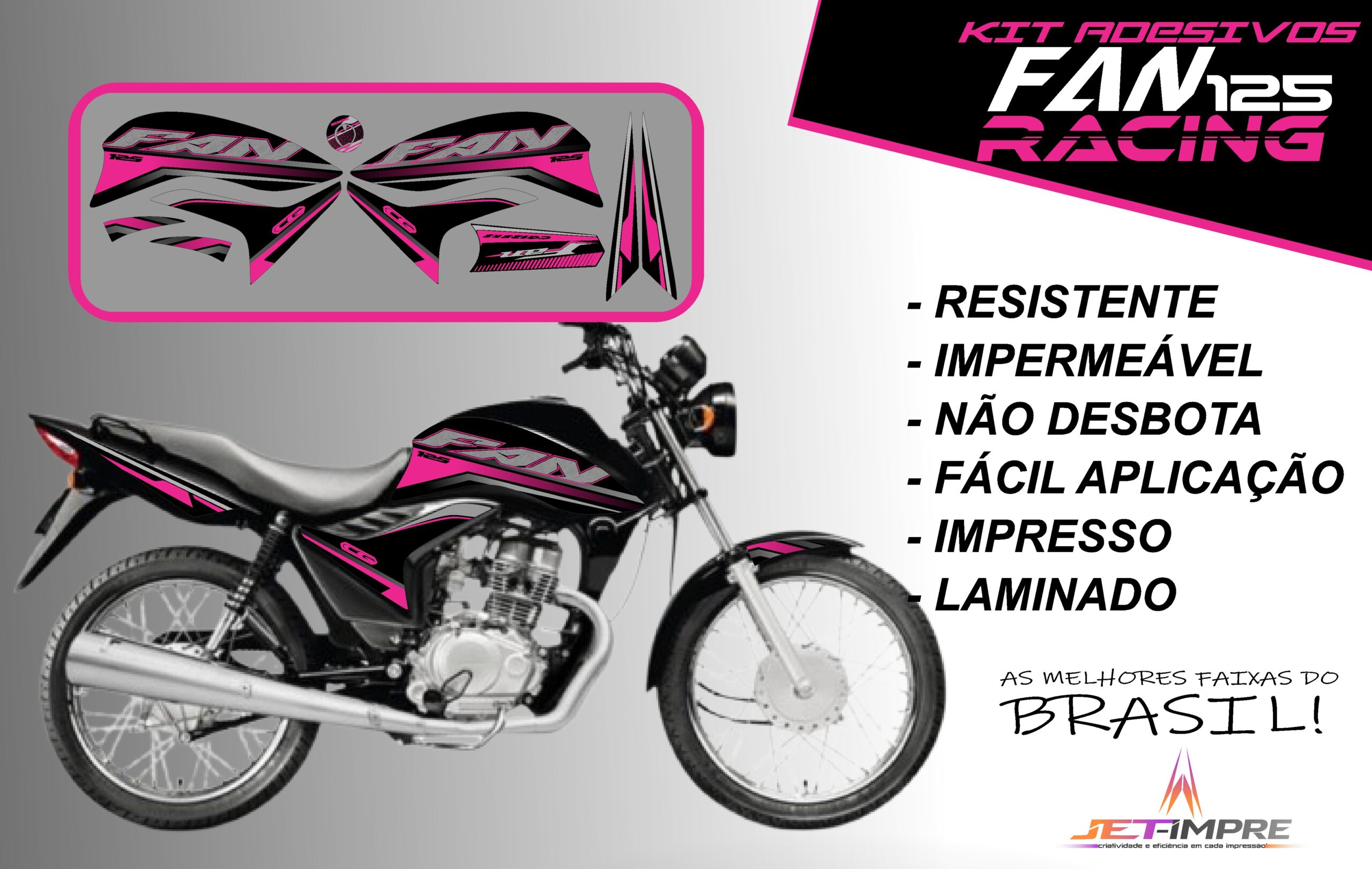 KIT ADESIVOS FAN 125 2011-VERSÃO RACING( MOTO PRETA) - Imagem 12