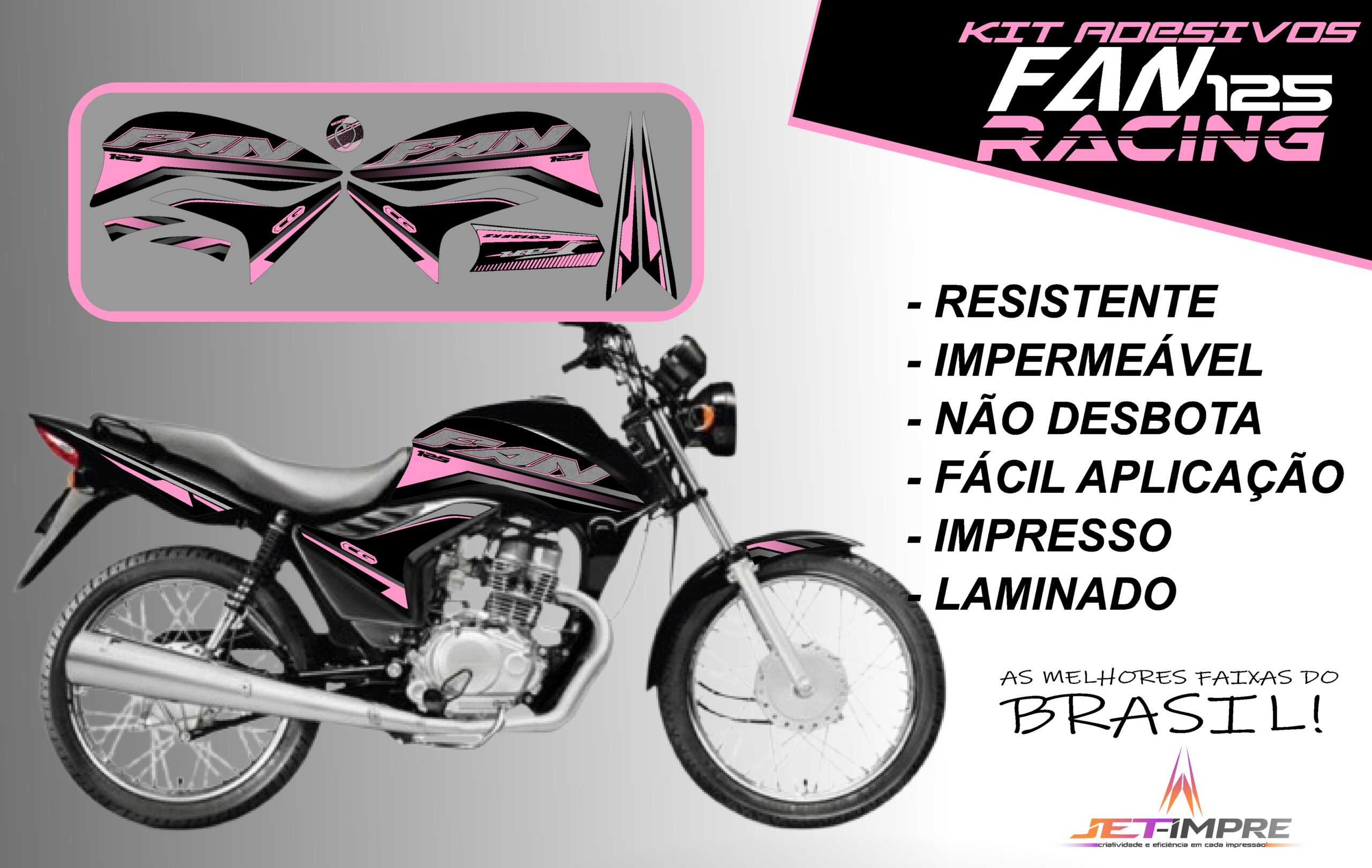 KIT ADESIVOS FAN 125 2011-VERSÃO RACING( MOTO PRETA) - Imagem 14