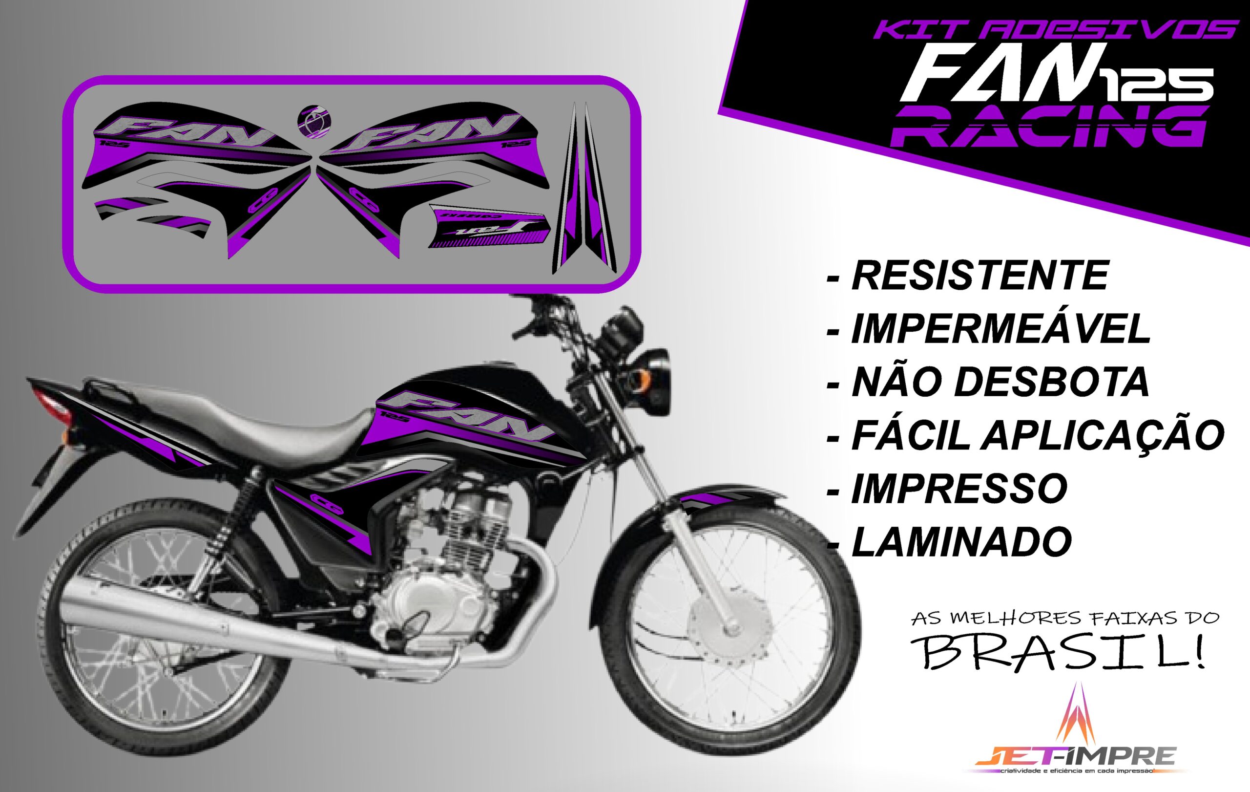 KIT ADESIVOS FAN 125 2011-VERSÃO RACING( MOTO PRETA) - Imagem 15